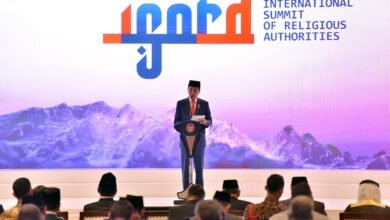 Sambutan Presiden Republik Indonesia Joko Widodo pada Peresmian Pembukaan R20 International Summit of Religious Authorities, Ballroom Hotel Park Hyatt, Jakarta, 27 November 2023. (Foto: Agung/Humas Setkab)