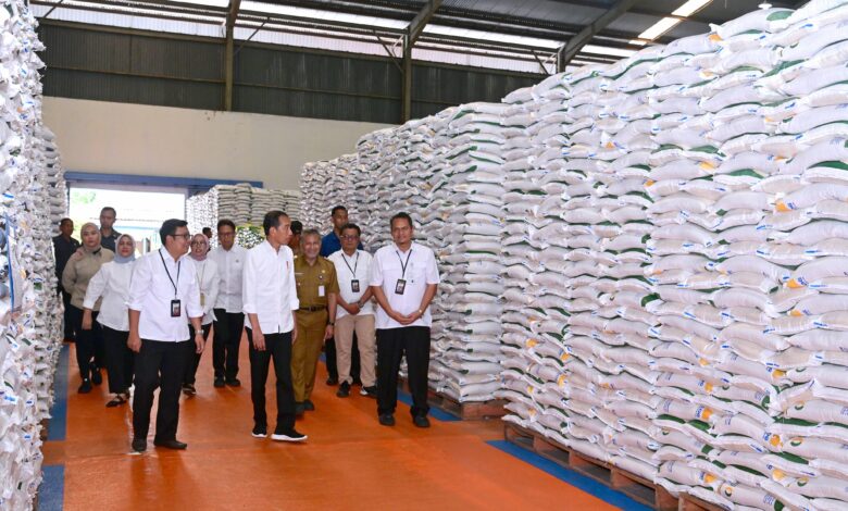 Presiden Jokowi Cek Stok Beras di Gudang Bulog Bengkal Lor Temanggung