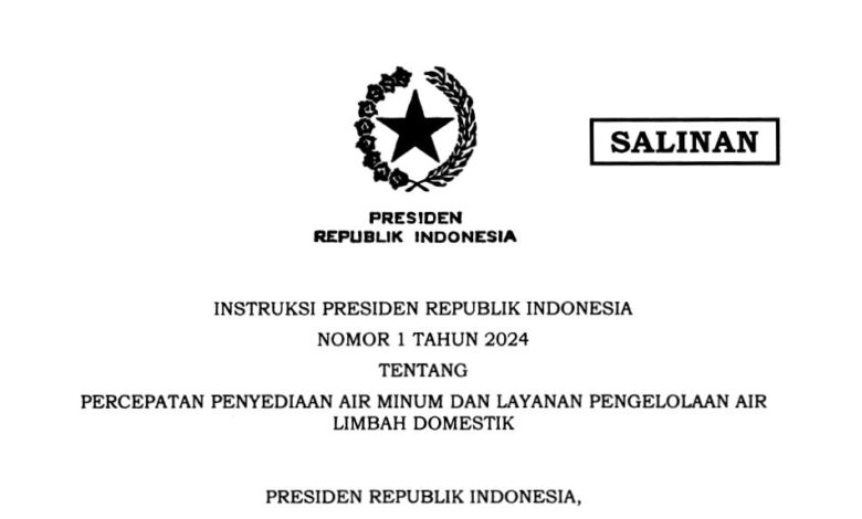 Presiden Terbitkan Inpres Percepatan Penyediaan Air Minum dan Layanan Pengelolaan Air Limbah Domestik