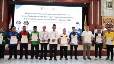 Pemprov Kalsel Salurkan Bantuan Keuangan Rp15,43 Miliar kepada Partai Politik