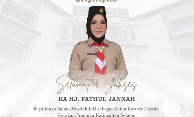 Hj Fathul Jannah Muhidin Terpilih Aklamasi sebagai Ketua Kwarda Pramuka Kalsel 2025–2026