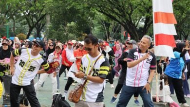Ribuan Warga Tapin Meriahkan Senam Ceria dan Kampanye Gema Cermat HUT ke-80 RI