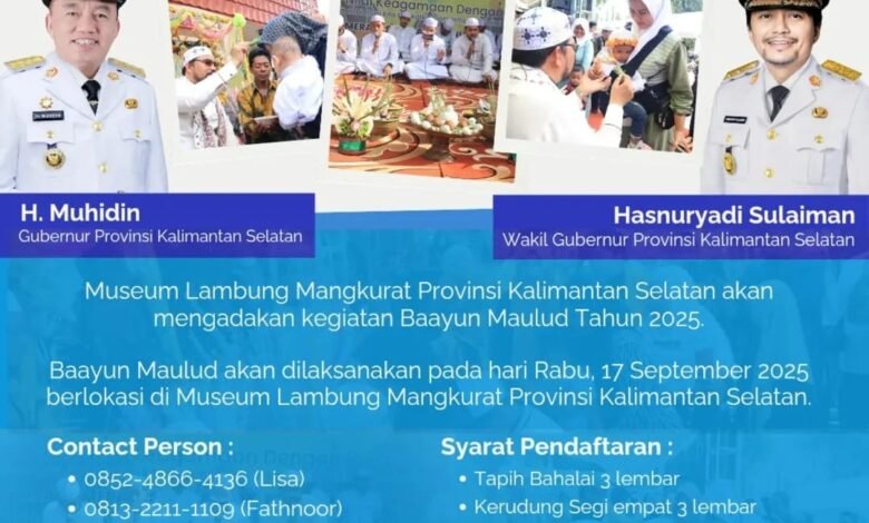 Pemprov Kalsel Akan Gelar Baayun Maulud 2025, Pendaftaran Peserta Dibuka Hingga 11 September