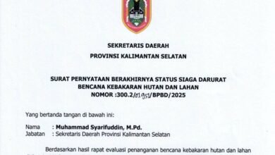 Pemprov Kalsel Nyatakan Status Siaga Darurat Karhutla Resmi Berakhir