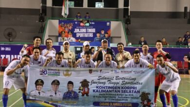 Laga Perdana, Tim Futsal Kalsel Menang Telak 12-0 Lawan Kementerian UKM di PORNAS KORPRI XVII