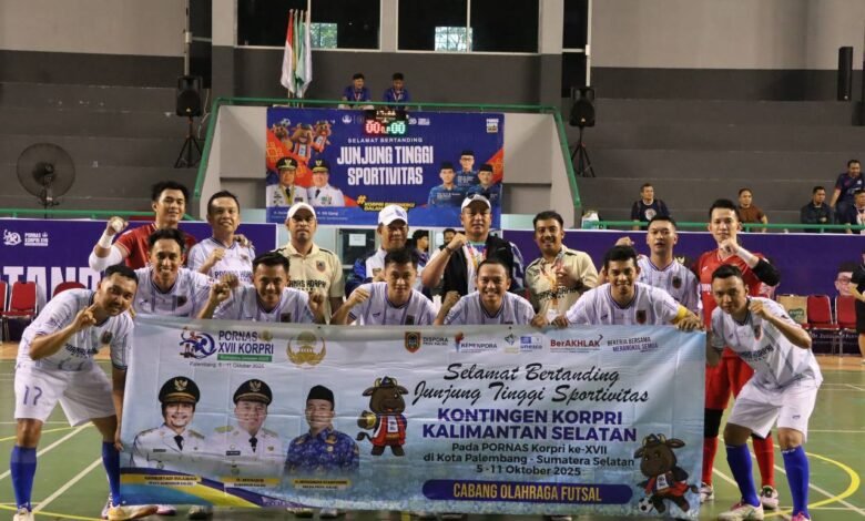 Laga Perdana, Tim Futsal Kalsel Menang Telak 12-0 Lawan Kementerian UKM di PORNAS KORPRI XVII