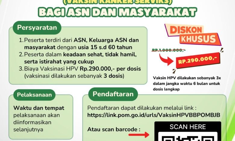 BBPOM di Banjarbaru Bersama KORPRI dan DWP Gelar Program Sejuta Vaksin HPV