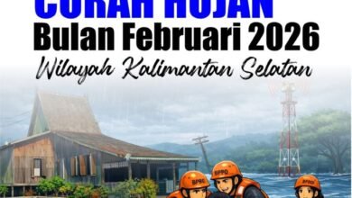 BPBD Kalsel Rilis Prediksi Curah Hujan Februari 2026, Masyarakat Diimbau Tingkatkan Kewaspadaan