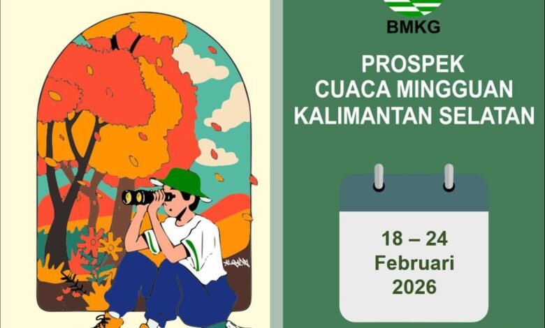 BMKG: Waspada Hujan Disertai Petir dan Gelombang Tinggi di Kalsel 18–24 Februari 2026