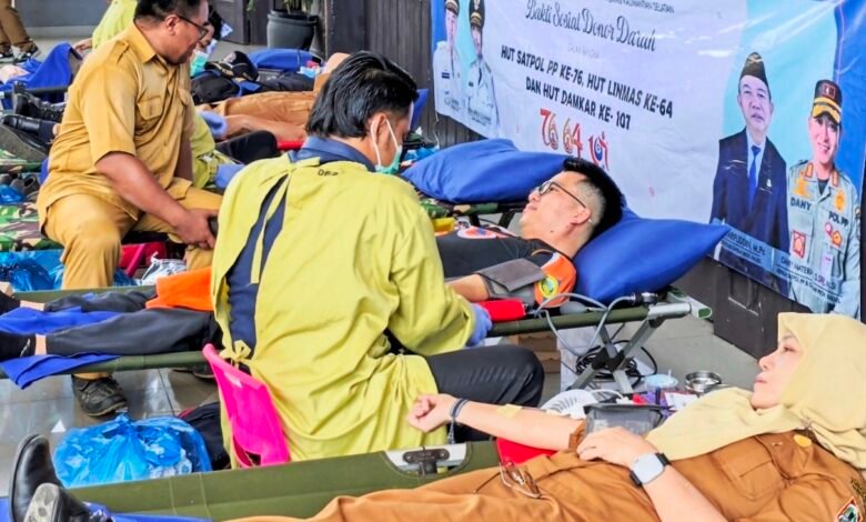 Baksos Donor Darah HUT ke-76 Satpol PP, ke-64 Linmas, dan ke-107 Damkar, Targetkan 100 Kantong Darah