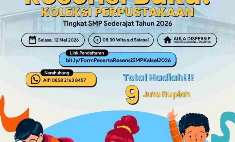Lomba Resensi Buku Dispersip Kalsel, Ajang Kreativitas Pelajar SMP