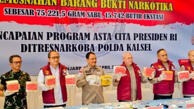 Polda Kalsel Musnahkan 75,2 Kg Sabu dan Ribuan Ekstasi, Kapolda: Selamatkan Ratusan Ribu Jiwa