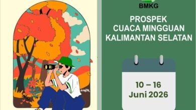 BMKG: Kalsel Berpotensi Diguyur Hujan Disertai Petir pada 10–16 Juni 2026