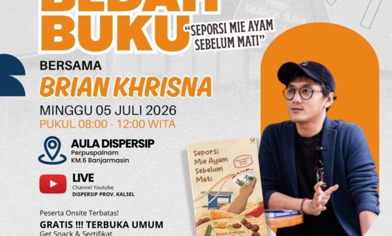 Perkuat Budaya Literasi, Dispersip Kalsel Gelar Bedah Buku Bersama Brian Khrisna